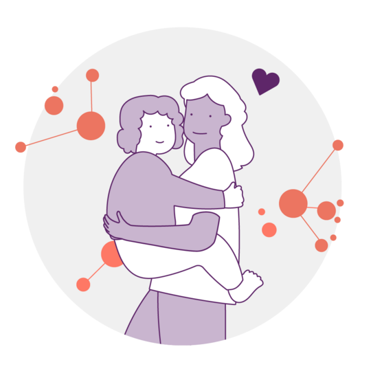 Illustration von Mutter mit Kind auf dem Arm