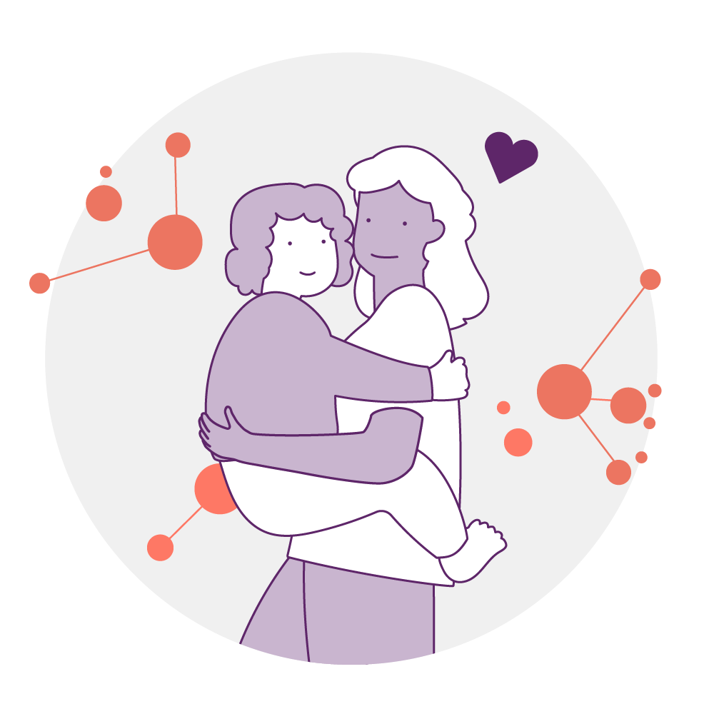 Illustration von Mutter mit Kind auf dem Arm