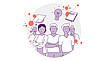 Illustration mit mehreren Pflegefachpersonen mit unterschiedlichen Abschlüssen