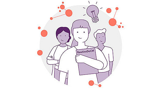 Illustration mit Menschen in einer Gruppe und dem Projektnamen "RoutineDeCM"