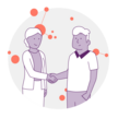 Illustration mit zwei Menschen die sich die Hand schütteln