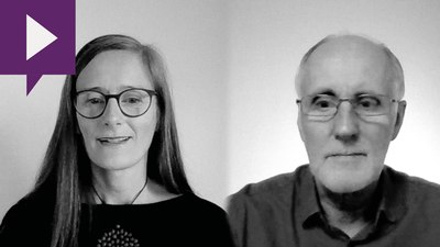 Schwarz-Weiß-Porträt von Sandra Schmidt und Uwe Dresel von der DAK-Gesundheit