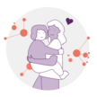Illustration von Mutter mit Kind auf dem Arm